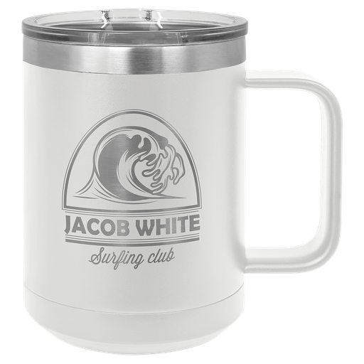 [LCM114] Polar Camel 15 oz. White Vacuum Insulated Mug with Slider Lid