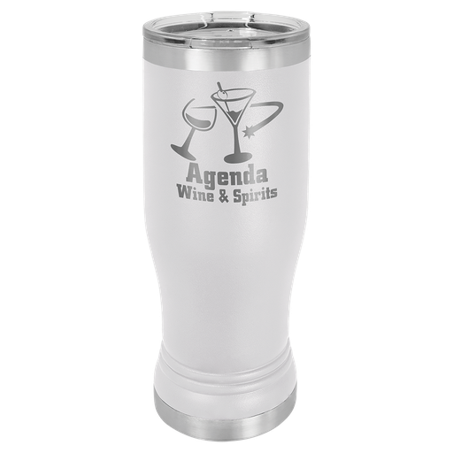 [LTM954] White 14 oz. Polar Camel Pilsner w/Clear Lid