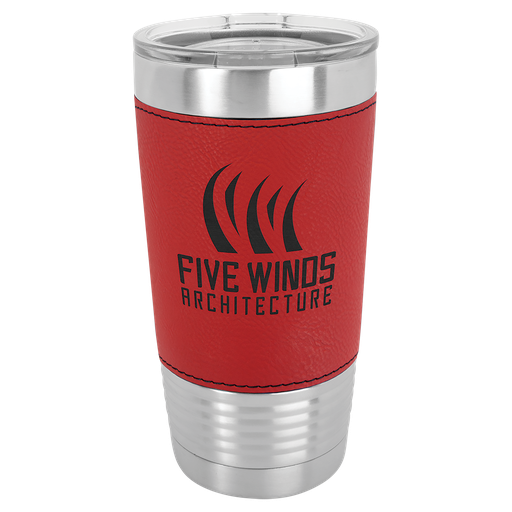 [LTM5211] 20 oz. Red Laserable Leatherette Polar Camel Tumbler with Clear Lid